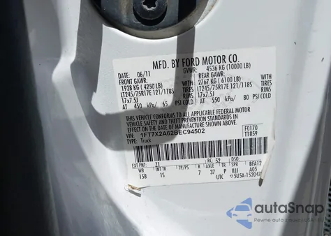 2011 Ford F-250 Xl from USA, damaged, VIN 1FT7X2A62BEC94502